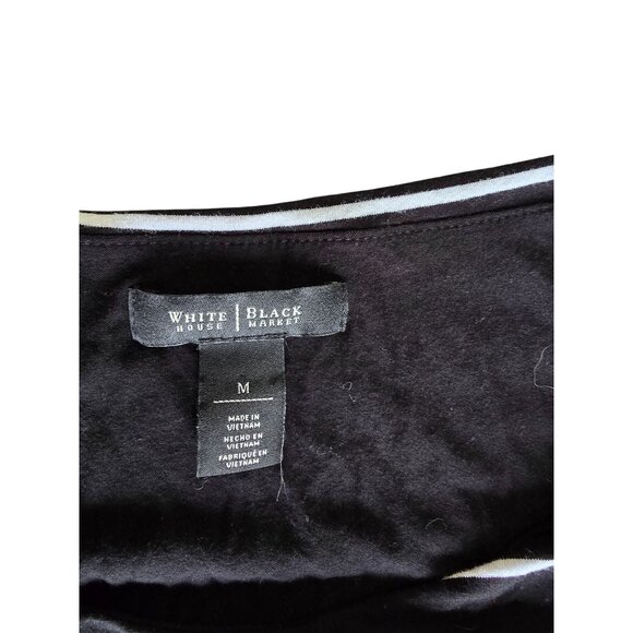 White House Black Market Womens Striped 3/4 Sleeve Black & White Tunic Top M - Picture 4 of 7